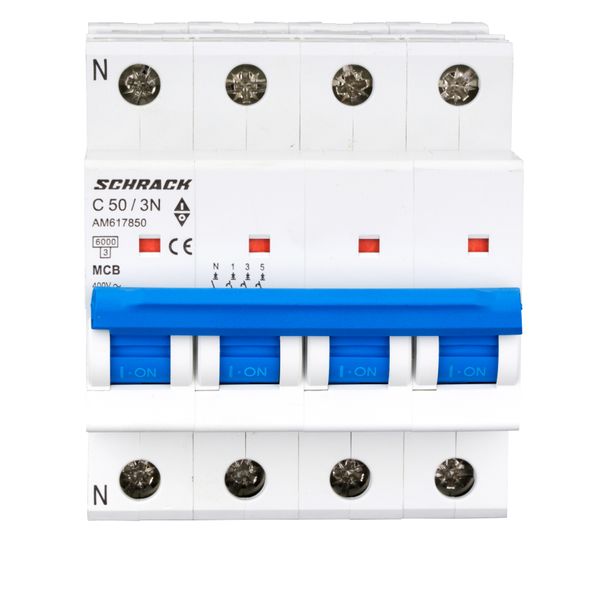 Miniature Circuit Breaker (MCB) AMPARO 6kA, C 50A, 3+N image 1