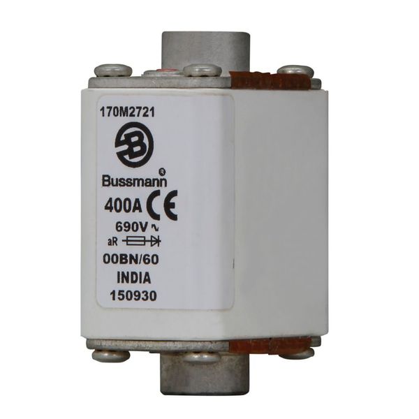 Fuse-link, high speed, 400 A, AC 690 V, size 00, 30 x 48 x 64 mm, aR, IEC, visual indicator image 1