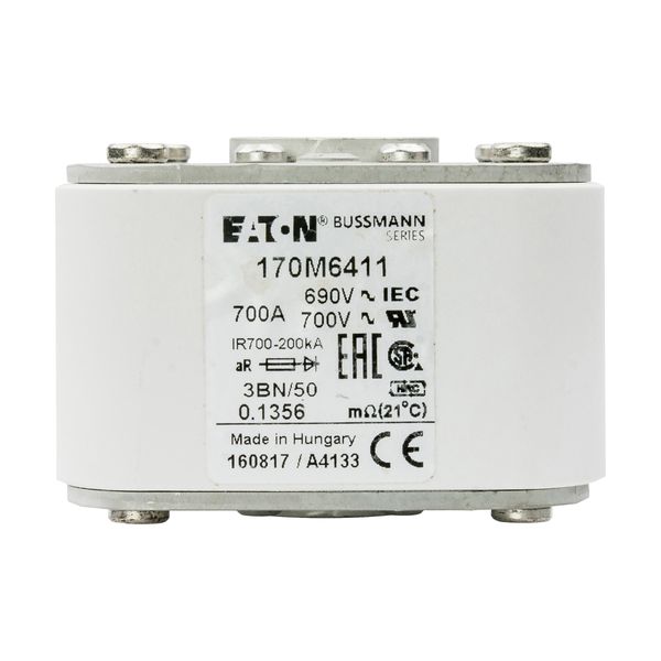 Fuse-link, high speed, 700 A, AC 690 V, size 3, aR, IEC, UL, single indicator image 9