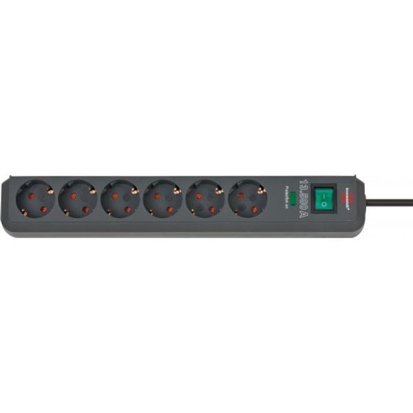 Eco-Line 13.500A extension socket with surge protection 6-way anthracite 1,5m H05VV-F 3G1,5 image 1