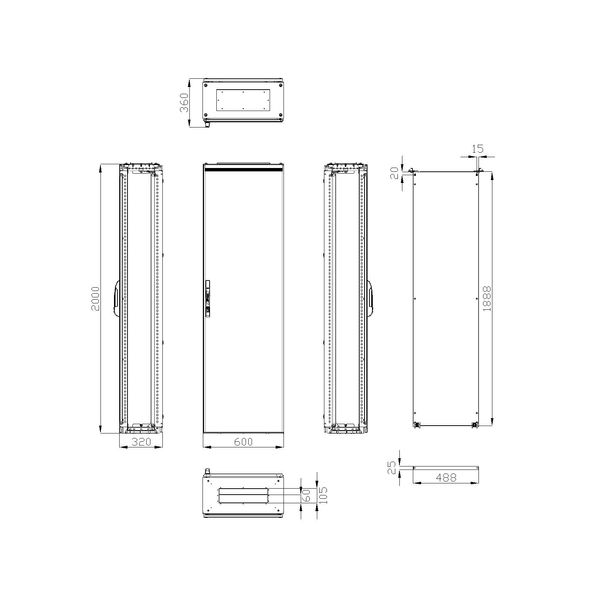 Compact enclosure 1 door IP65 H=2000 W=600 D=300 mm image 3