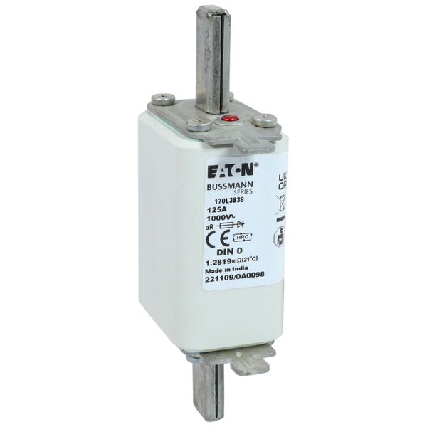 Fuse-link, high speed, 125 A, AC 1000 V, DIN 0, 35 x 60 x 125 mm, aR, DIN, IEC, single indicator image 12