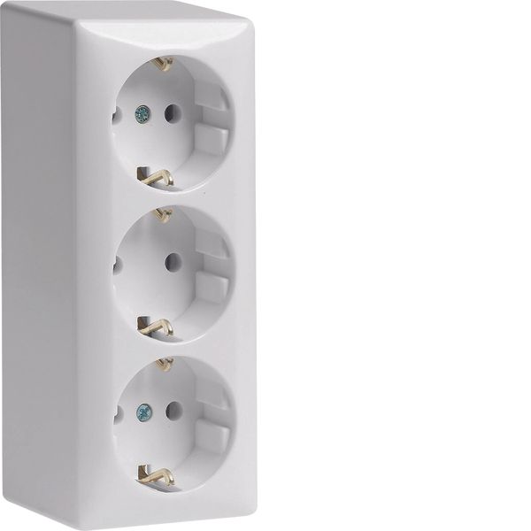 3gang SCHUKO socket outlet, surface-mounted, screw terminals, surface- image 1