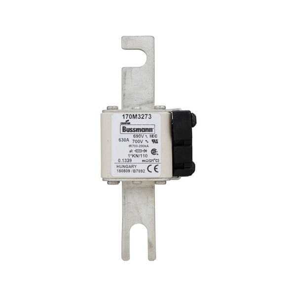 Fuse-link, high speed, 630 A, AC 690 V, compact DIN 1, 45 x 58 x 134 mm, aR, DIN, IEC, type K indicator, 110 mm centres image 5