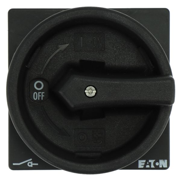 Main switch, P1, 40 A, rear mounting, 3 pole, 1 N/O, 1 N/C, STOP function, With black rotary handle and locking ring, Lockable in the 0 (Off) position image 8