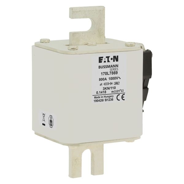 Fuse-link, high speed, 800 A, AC 1000 V, Size 3, 74 x 92 x 141 mm, aR, IEC, single indicator image 14