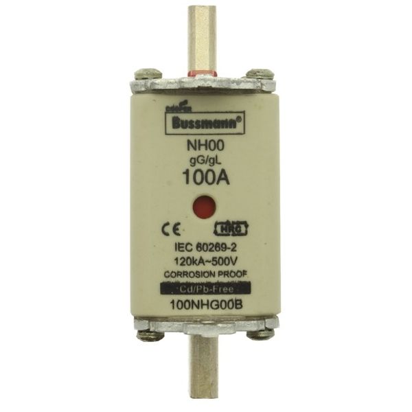 Fuse-link, low voltage, 100 A, AC 500 V, NH00, gL/gG, IEC, dual indicator image 1