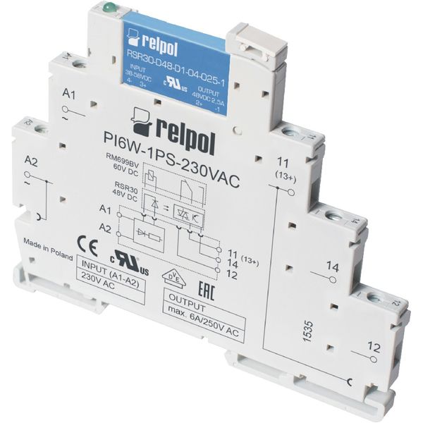 Interface relays PIR6W-1PS-115VAC/DC-T image 1