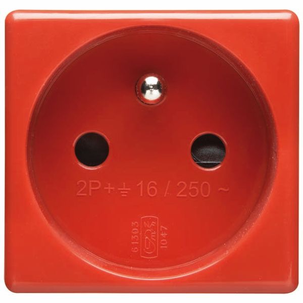 FRENCH STANDARD SOCKET-OUTLET 250V ac - FOR DEDICATED LINES - 2P+E 16A - 2 MODULES - RED - SYSTEM image 2