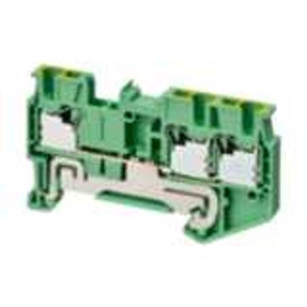 Ground multi conductor DIN rail terminal block with 3 push-in plus con image 1