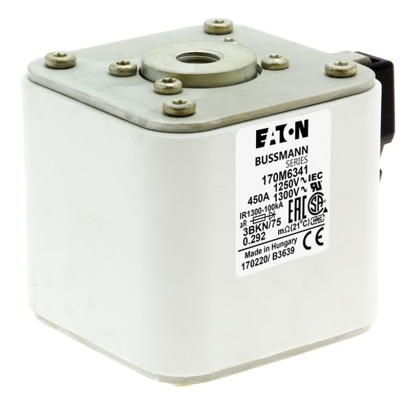 Fuse-link, high speed, 450 A, AC 1250 V, size 3, 76 x 92 x 76 mm, aR, IEC, UL, single indicator image 5