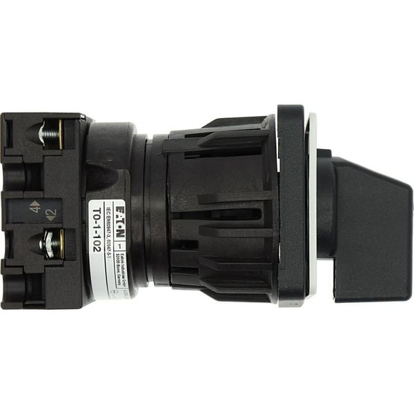 On-Off switch, T0, 20 A, centre mounting, 1 contact unit(s), 2 pole, with black thumb grip and front plate image 12