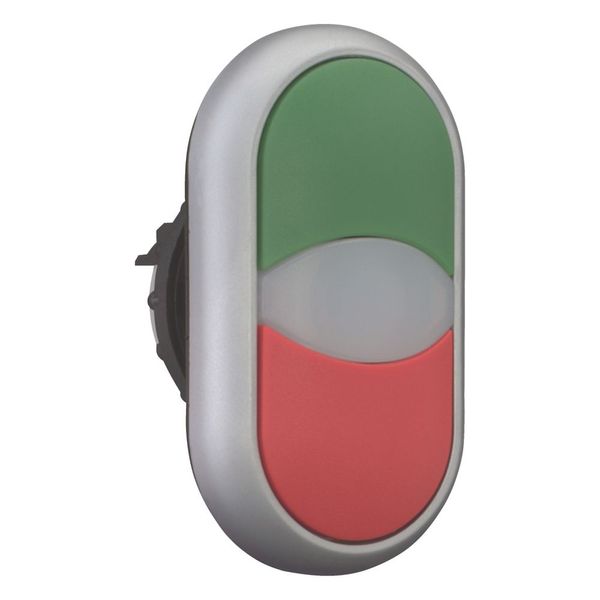 Double actuator pushbutton, RMQ-Titan, Actuators and indicator lights non-flush, momentary, White lens, green, red, Blank, Bezel: titanium image 11
