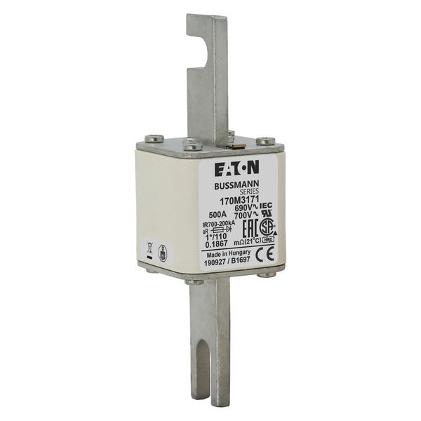 Fuse-link, high speed, 550 A, AC 690 V, compact size 1, 45 x 45 x 134 mm, aR, DIN, IEC, single indicator image 12