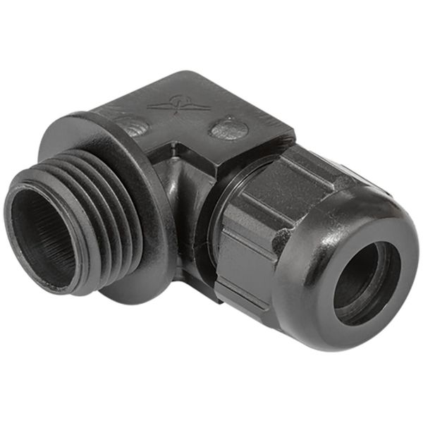 Cable gland elbow 90° synthetic M20x1.5 Black RAL 9005 cable Ø 9.0-13.0 mm image 1