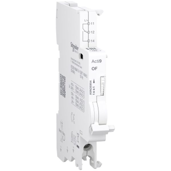 Auxiliary contact, Acti9 A9N, OF, 1 C/O, 100mA to 6A, 24VAC to 415VAC, 24VDC to 130VDC, bottom connection image 1