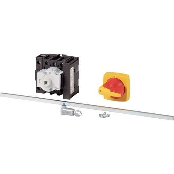 Main switch, P1, 25 A, rear mounting, 3 pole + N, 1 N/O, 1 N/C, Emergency switching off function, Lockable in the 0 (Off) position, With metal shaft f image 3