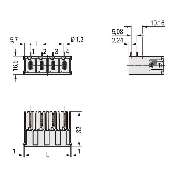 832-3642 THT male header; 1.2 x 1.2 mm solder pin; angled image 6