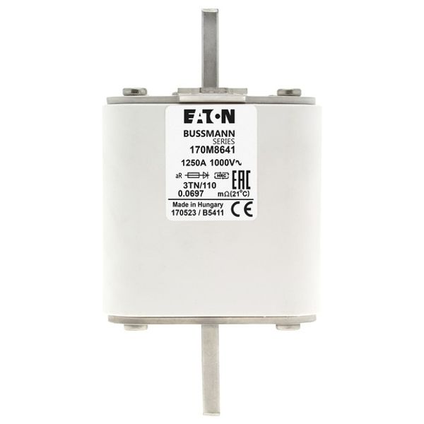 Fuse-link, high speed, 1250 A, AC 1000 V, DIN 3, 74 x 90 x 139 mm, aR, DIN, IEC, single indicator image 2