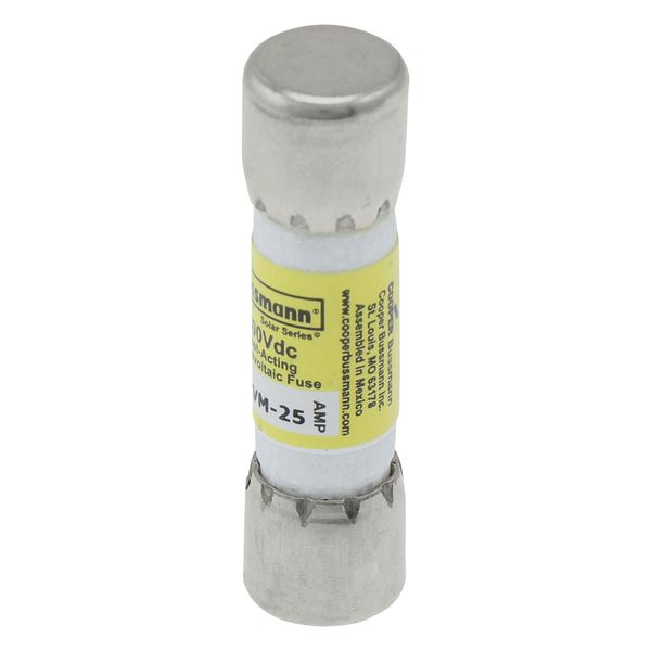 Midget Fuse, Photovoltaic, 600 Vdc, 50 kAIC interrupt rating, Fast acting class, Fuse Holder and Block mounting, Ferrule end X ferrule end connection, 25A current rating, 50 kA DC breaking capacity, .41 in diameter image 7