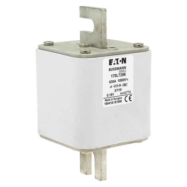 Fuse-link, high speed, 630 A, AC 1000 V, Size 3, 76 x 90 x 141 mm, aR, DIN, IEC, visual indicator image 18