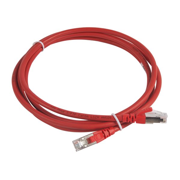 Patch cord RJ45 category 6A S/FTP shielded LSZH red 2 meters image 2