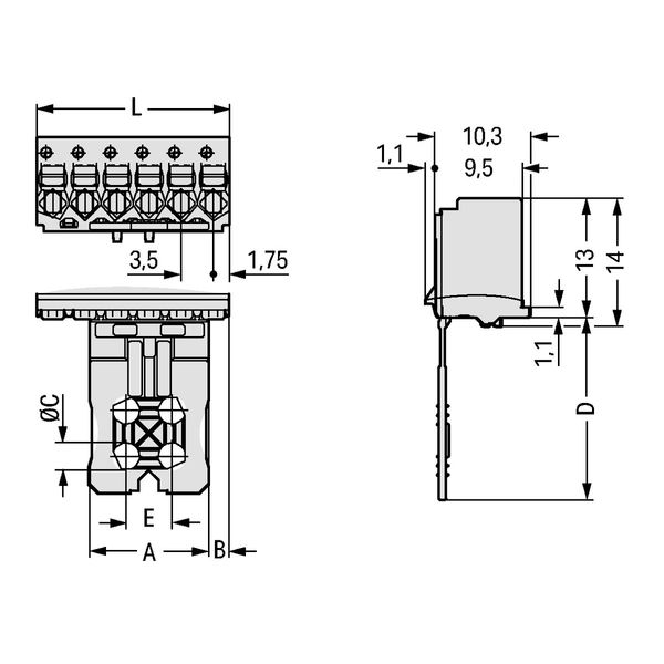 1-conductor female connector push-button Push-in CAGE CLAMP® light gra image 3