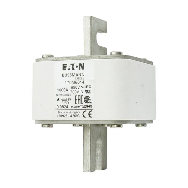 Fuse-link, high speed, 1000 A, AC 690 V, DIN 3, 76 x 76 x 109 mm, aR, DIN, IEC, single indicator image 7