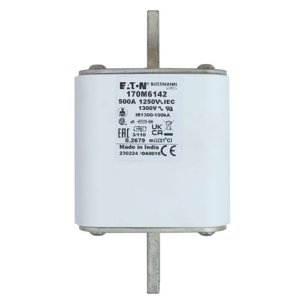 Fuse-link, high speed, 500 A, AC 1250 V, size 3, 76 x 90 x 139 mm, aR, DIN, IEC, single indicator image 7