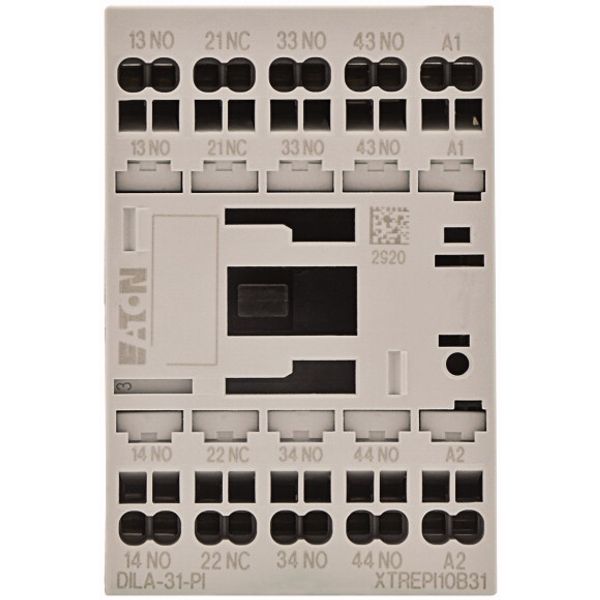 Contactor relay, 24 V DC, 3 N/O, 1 NC, Push in terminals, DC operation image 1