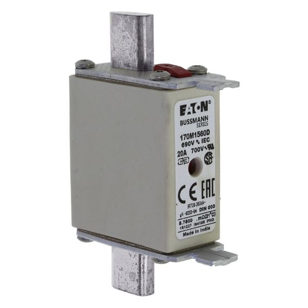 Fuse-link, high speed, 20 A, AC 690 V, DIN 000, gR, DIN, IEC, dual indicator, live gripping lugs image 9