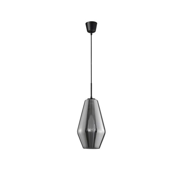 Chrome Glass   Black Metal  Black Fabric Wire   LED E27 1x12 Watt 230 Volt  IP20 Bulb Excluded  D: 17 H1: 28.5 H2: 120 cm Adjustable height image 1