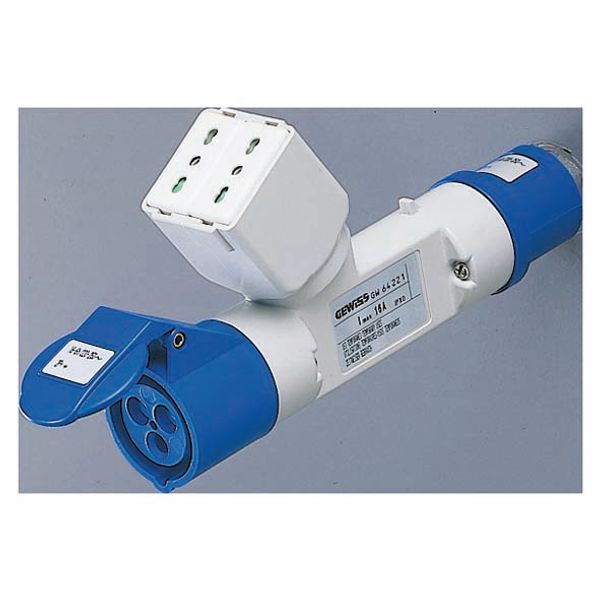 BRANCHED ADAPTOR IP44 - 1 BRANCHED OUTLET - WIRED - PLUG 2P+E 16A 230V ac 50/60HZ - 1 SOCKET-OUTLET 2P+E 16A DUAL AMP (P30/P17) + 1 2P+E 16A 230V ac image 2