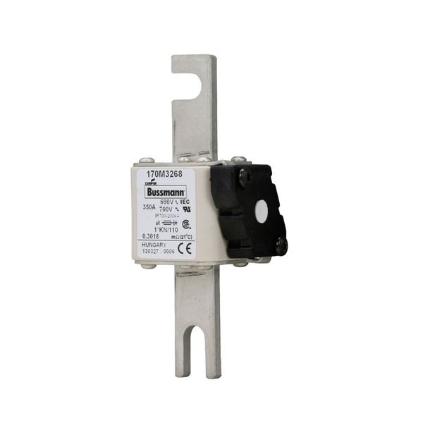 Fuse-link, high speed, 350 A, AC 690 V, compact DIN 1, 45 x 58 x 134 mm, aR, DIN, IEC, type K indicator, 110 mm centres image 8