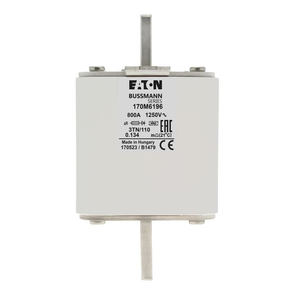 Fuse-link, high speed, 800 A, AC 1250 V, size 3, 76 x 90 x 139 mm, aR, DIN, IEC, type T indicator image 10