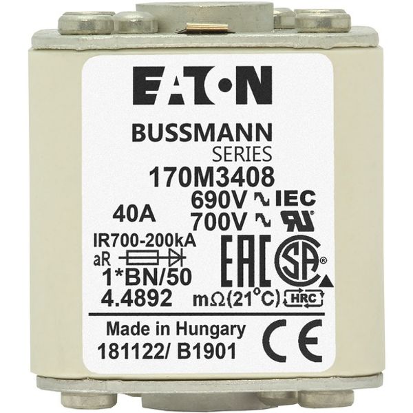 Fuse-link, high speed, 63 A, AC 690 V, compact size 1, 45 x 59 x 51 mm, aR, IEC, UL, single indicator, flush end, M8 image 6