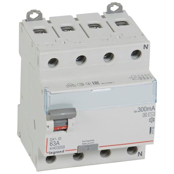 RCD DX³-ID - 4P - 400V~ neutral right hand side - 63A-300mA selective - AC type image 1