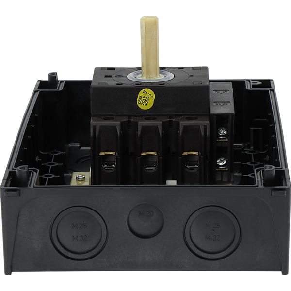 Main switch, P3, 63 A, surface mounting, 3 pole, 1 N/O, 1 N/C, STOP function, With black rotary handle and locking ring, Lockable in the 0 (Off) posit image 45