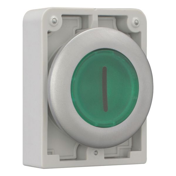 Illuminated pushbutton actuator, RMQ-Titan, Flat, momentary, green, inscribed 1, Metal bezel image 7