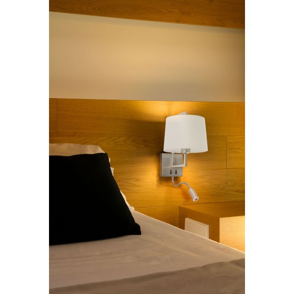 FRAME MATT NICKEL WALL LAMP WITH LED READER BEIGE image 2