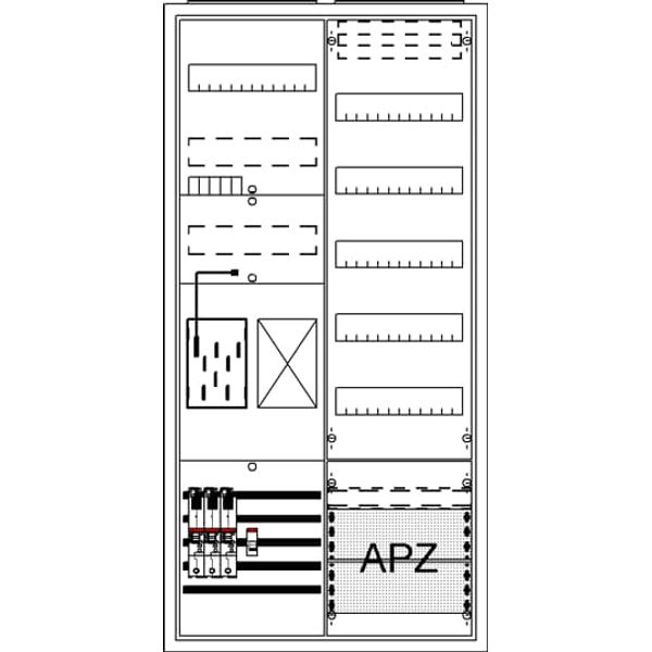 BA27LB4 Meter board, Field width: 2, Rows: 57, 1100 mm x 550 mm x 215 mm, Isolated (Class II), IP31 image 17