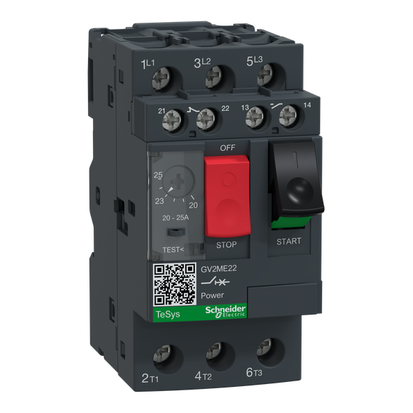 Motor circuit breaker,TeSys Deca frame 2,3P,20-25A,thermal magnetic,push button,with GVAE11,bulk qty image 1