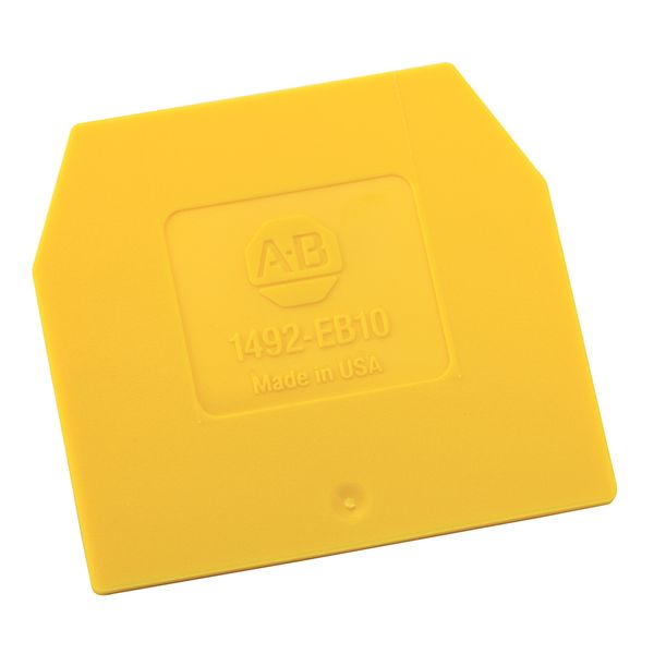 Allen-Bradley 1492-EB10-Y End Barrier, For Screw Type TB, 1.5 x 45 x 41mm (0.06 x 1.77 x 1.61 in), Yellow, for Use With 1492-W6, W10, W16S, WG6, WG10S, WG16S image 1