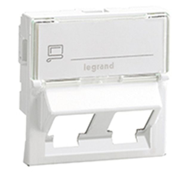 Adaptor for RJ 45 -Mosaic -for 2 Keystone connectors -inclined 45° -2 mod -white image 1