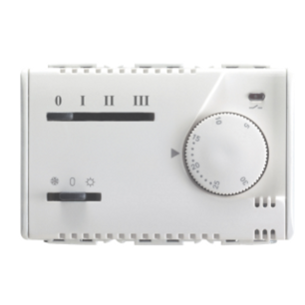 SUMMER/WINTER ELECTRONIC THERMOSTAT FOR FAN-COIL - 3 SPEED - 230V 50/60Hz - 3 MODULES - SYSTEM WHITE image 1
