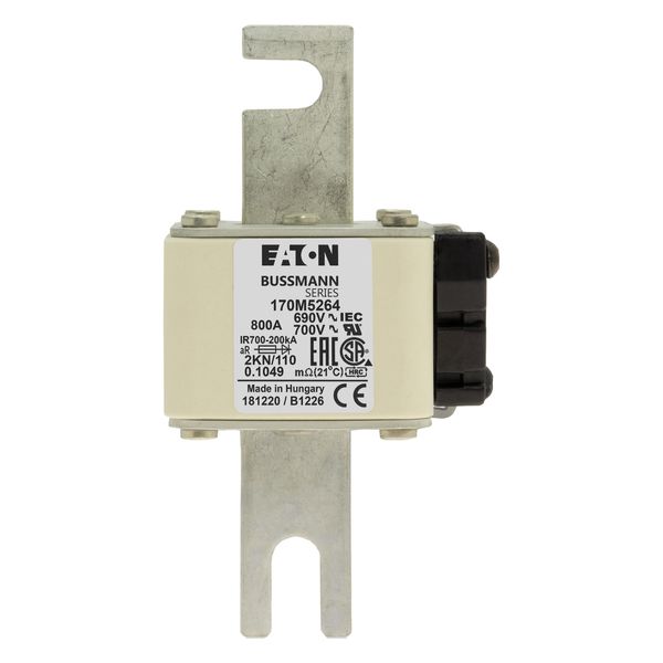 Fuse-link, high speed, 800 A, AC 690 V, DIN 2, 61 x 77 x 138 mm, aR, DIN, IEC, single indicator image 19