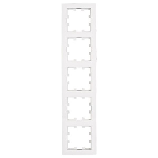 Five gang frame, Design CUBIC, white image 1