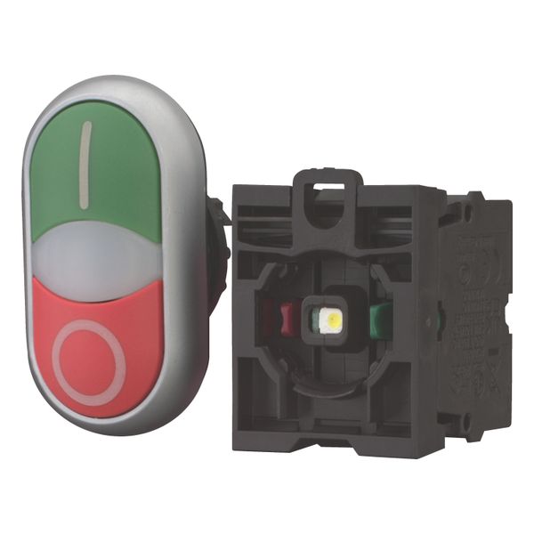 Double actuator pushbutton, RMQ-Titan, Actuators and indicator lights non-flush, momentary, 1 NC, 1 N/O, White lens, LED element, 85 - 264 V AC, green image 4
