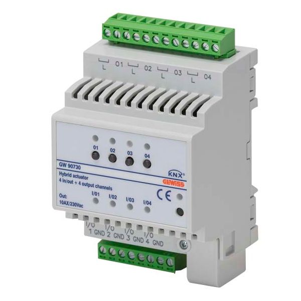 SWITCH ACTUATOR - 4 CHANNELS - 10A - 4 UNIVERSAL INPUTS - KNX - IP20 - 4 MODULES - DIN RAIL MOUNTING image 2