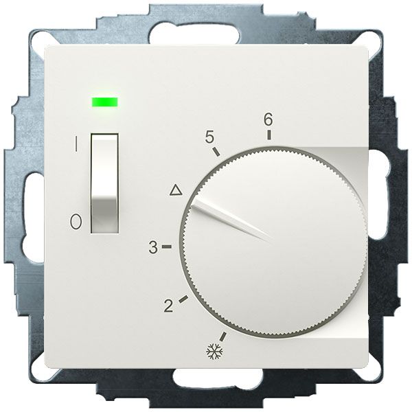 UP room controller, RAL9010 matt 55x55, 5-30C, AC 230V, 1NC, 10 A, temperature reduction approx. 4K, switch on/off, display controller "heating" image 2